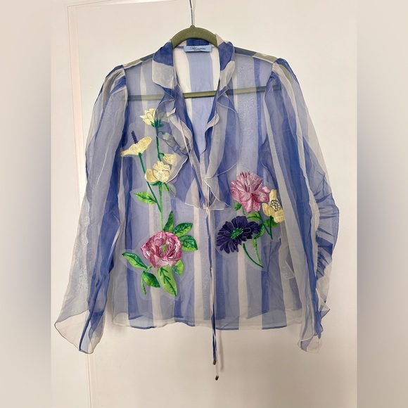 Blumarine Floral silk Sheer Blouse - Picture 11 of 16